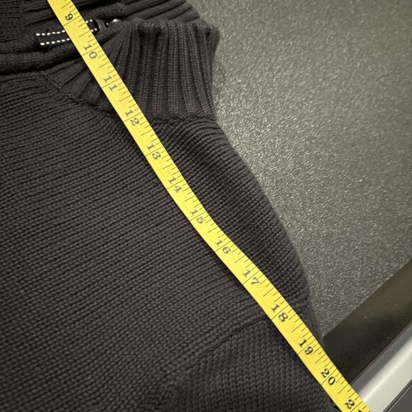 Lands End Vintage 100% Black Knit Full Zip Sweater SZ XL VGUC - Picture 8 of 11